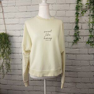 WOMENS NEW LOOK SWEATSHIRT, BUTTER SOFT YELLOW, "Sweet Like Honey"  SIZE MEDIUM